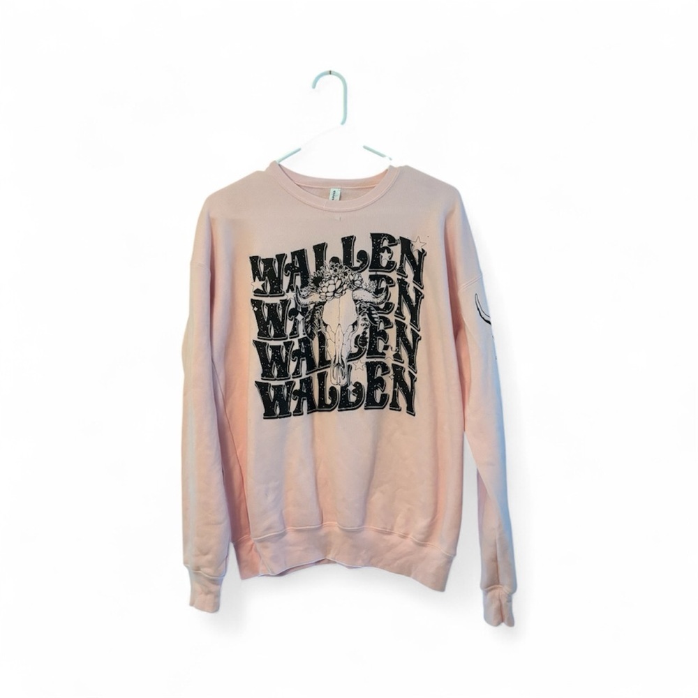 NWOT Morgan Wallen Graphic Crew Neck Sweatshirt with Skull and Floral Design